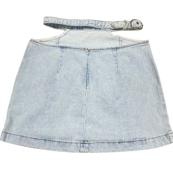 Revolve We Wore What Skirt Women S Denim Cut Out Mini Light Wash 90s Y2K Casual - Picture 9 of 16